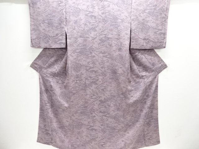 荒波に家屋風景模様小紋着物